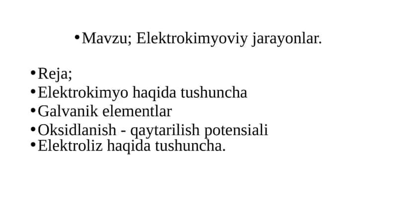 Elektrokimyoviy jarayonlar 1