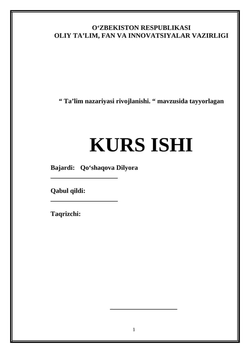 Taʼlim nazariyasi rivojlanishi 1