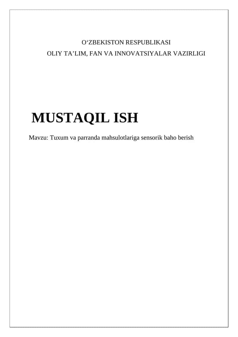 Tuxum va parranda mahsulotlariga sensorik baho berish 1