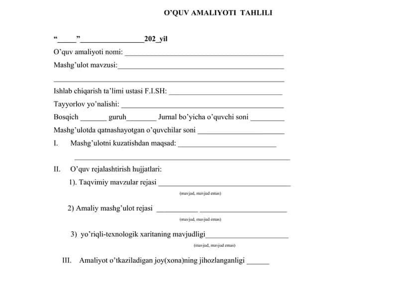 O’QUV AMALIYOTI TAHLILI 1