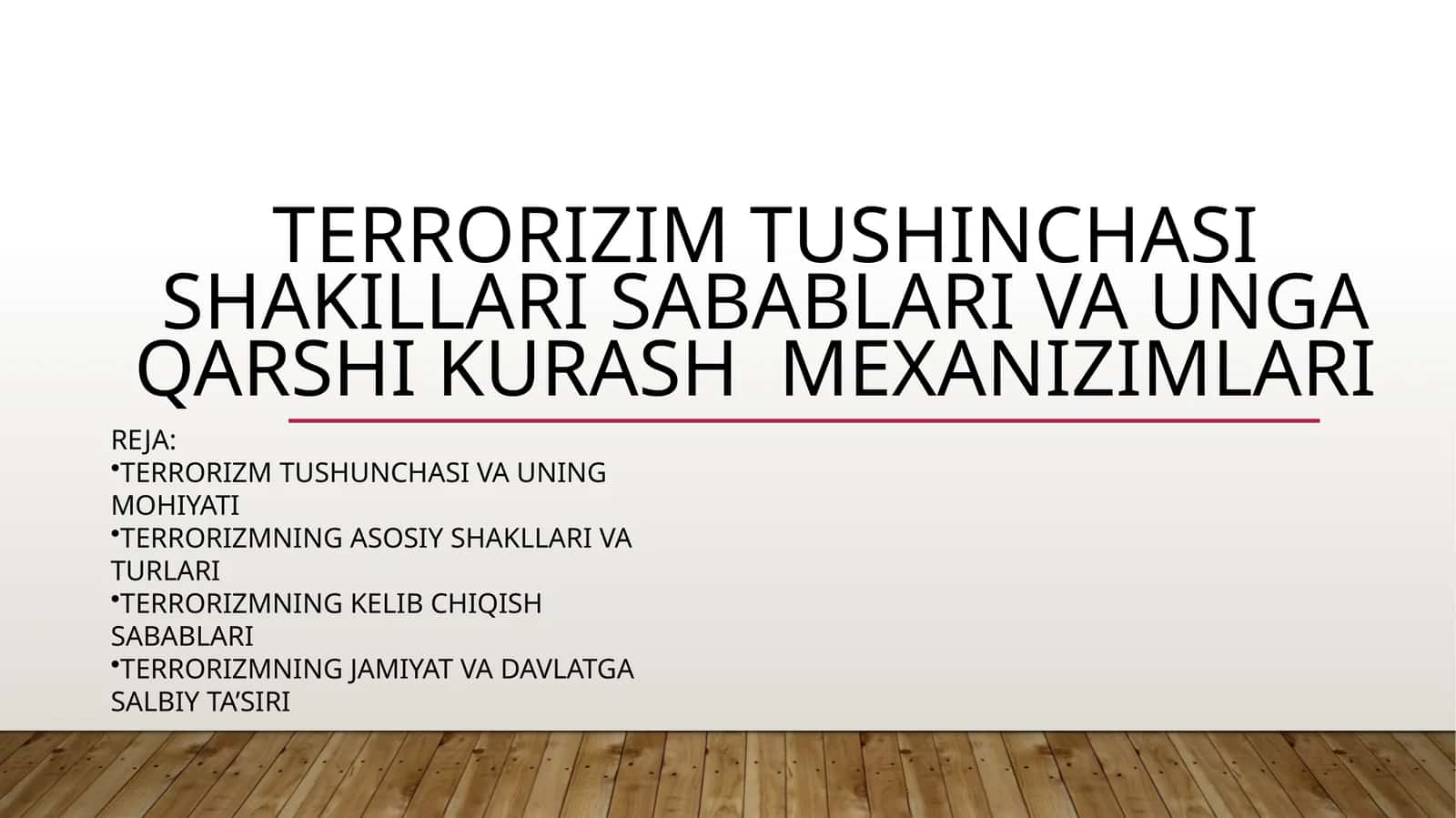 Terrorizim tushinchasi shakillari sabablari va unga qarshi kurash mexanizimlari 1