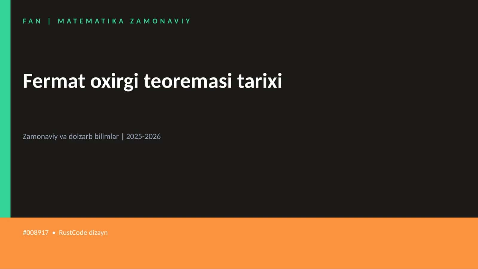 Fermat oxirgi teoremasi tarixi 1