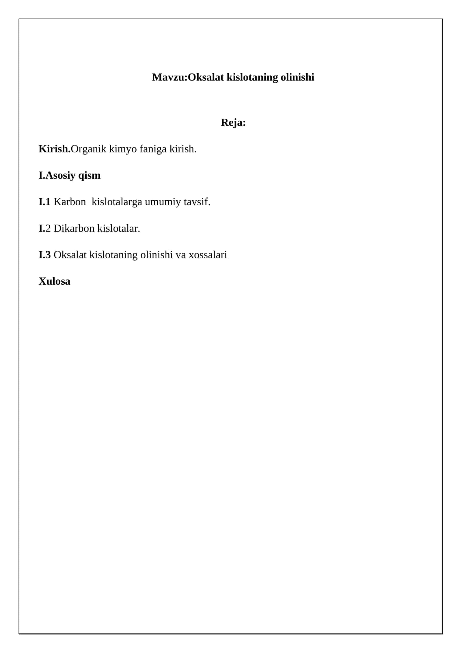 Oksalat kislotaning olinishi 1