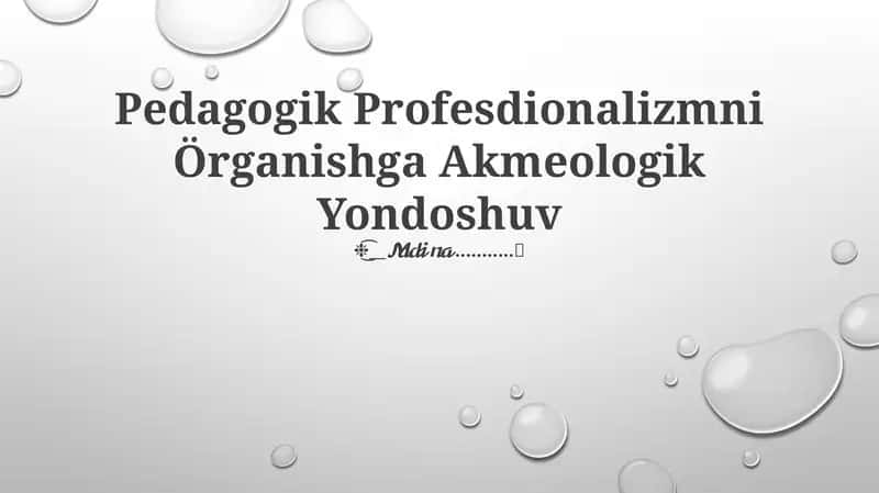 Pedagogik Profesdionalizmni Örganishga Akmeologik Yondoshuv 1