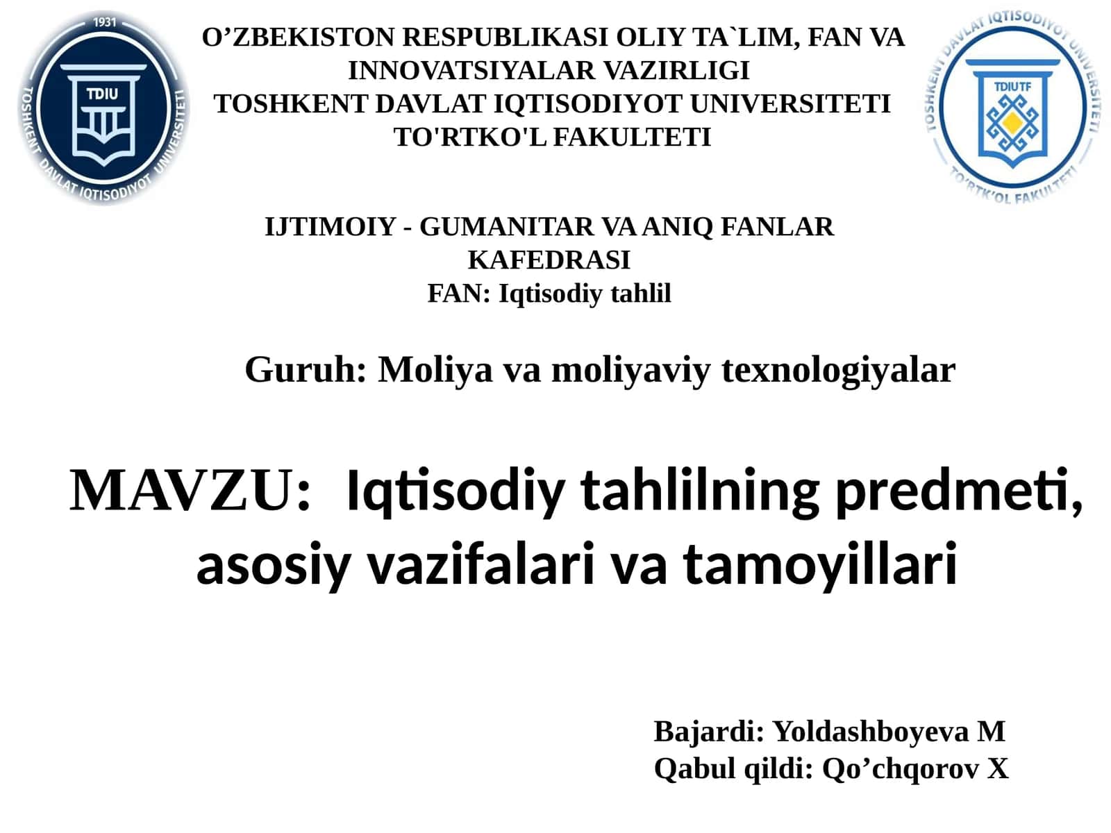 Iqtisodiytahlilningpredmeti,asosiyvazifalarivatamoyillari 1