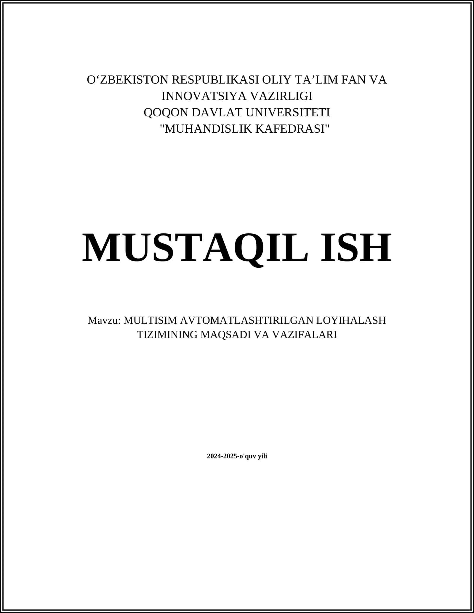 MULTISIM AVTOMATLASHTIRILGAN LOYIHALASH TIZIMINING MAQSADI VA VAZIFALARI 1