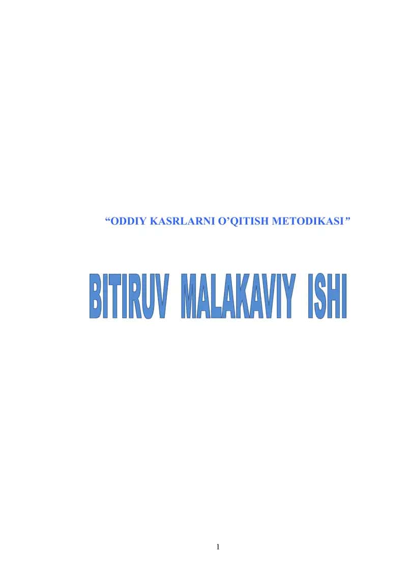 ODDIY KASRLARNI O’QITISH METODIKASI 1