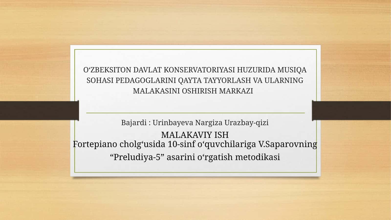 Musiqa sohasi pedagoglarini qayta tayyorlash va ularning malakasini oshirish markazi 1