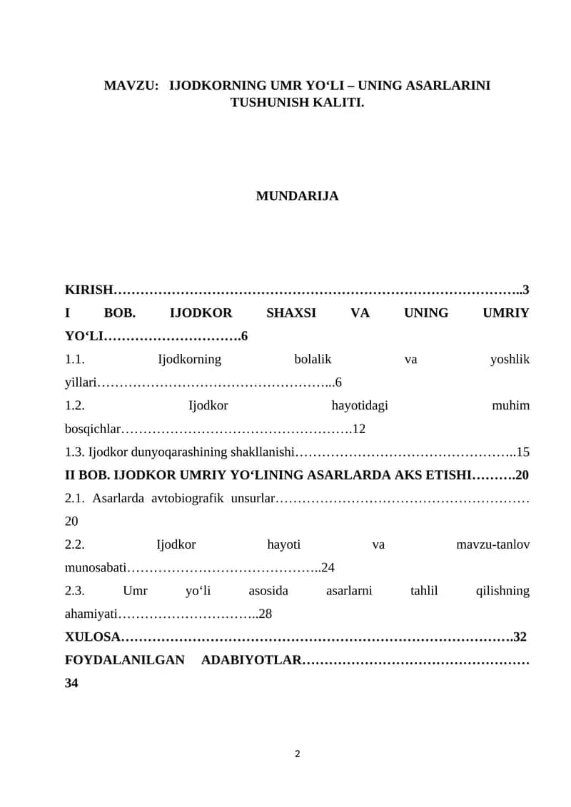 IJODKORNING UMR YO‘LI – UNING ASARLARINI TUSHUNISH KALITI 1