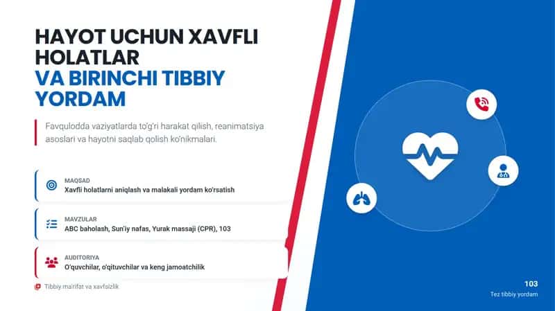 HAYOT UCHUN HAVFLI HOLATLAR VA BIRINCHI YORDAM 1