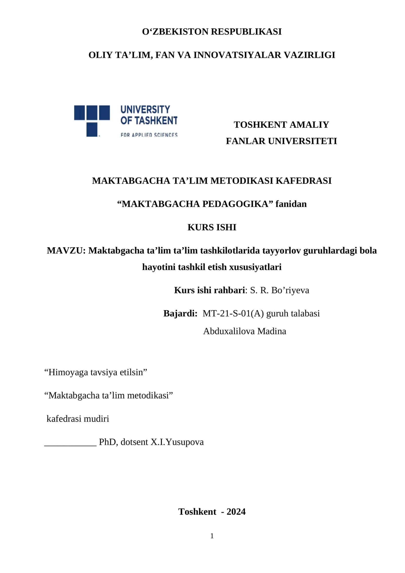 Maktabgacha ta’lim ta’lim tashkilotlarida tayyorlov guruhlardagi bola hayotini tashkil etish xususiyatlari 1