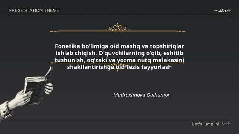 Fonetika boʻlimiga oid mashq va topshiriqlar ishlab chiqish 1