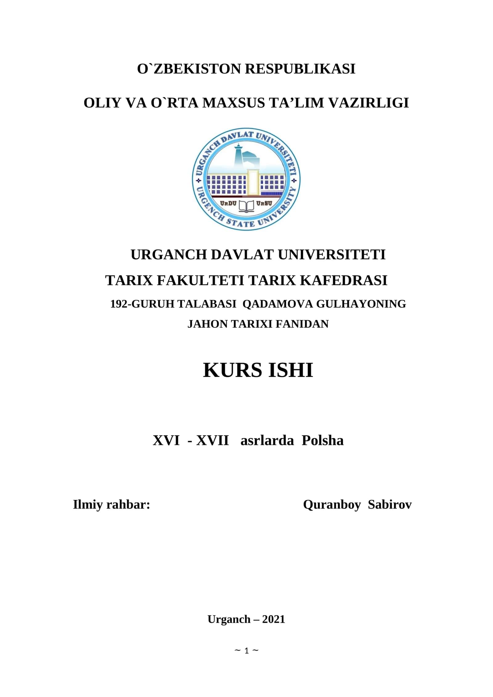 XVI - XVII asrlarda Polsha 1