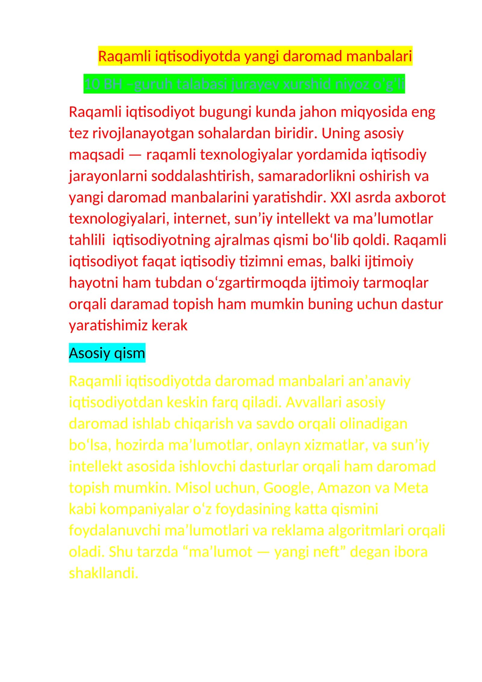 Raqamli iqtisodiyotda yangi daromad manbalari 1