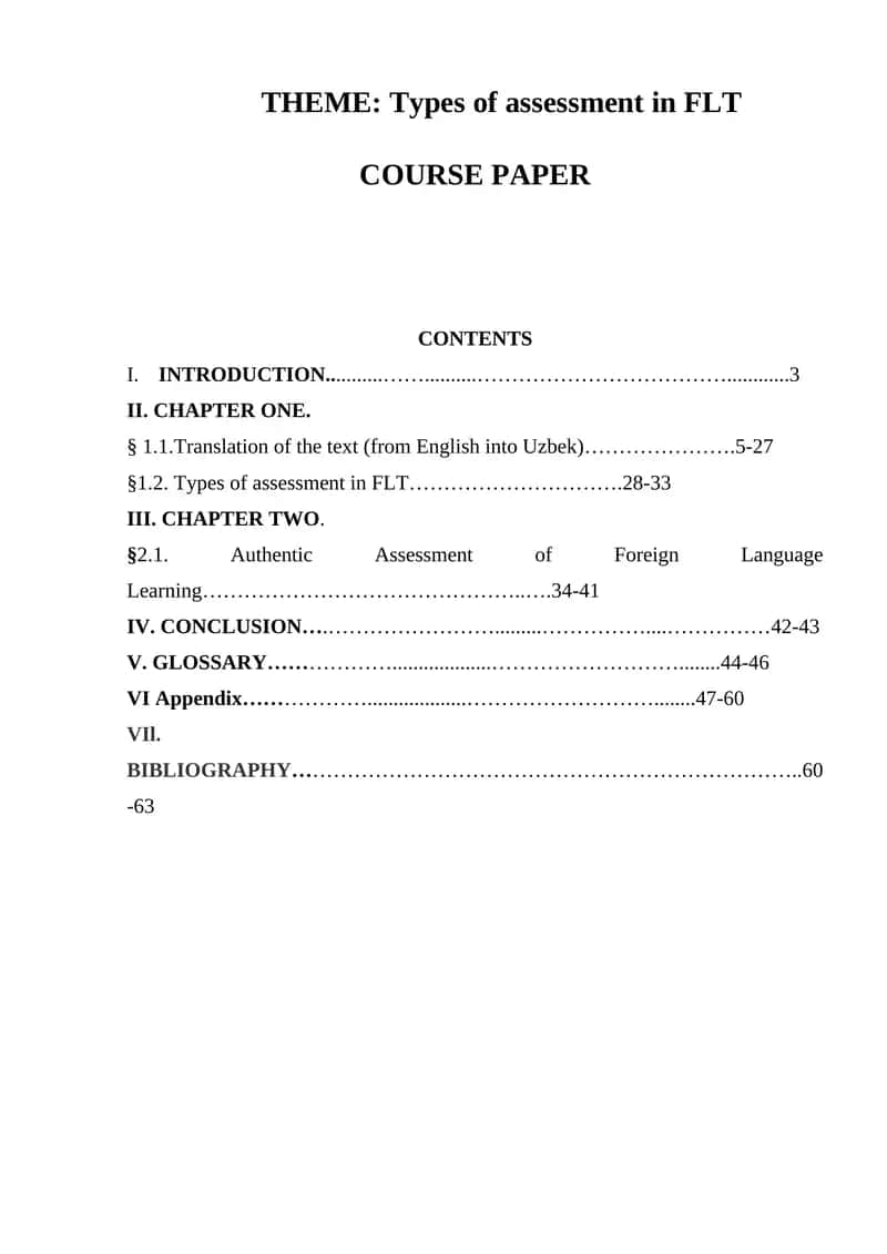Types of assessment in FLT 1