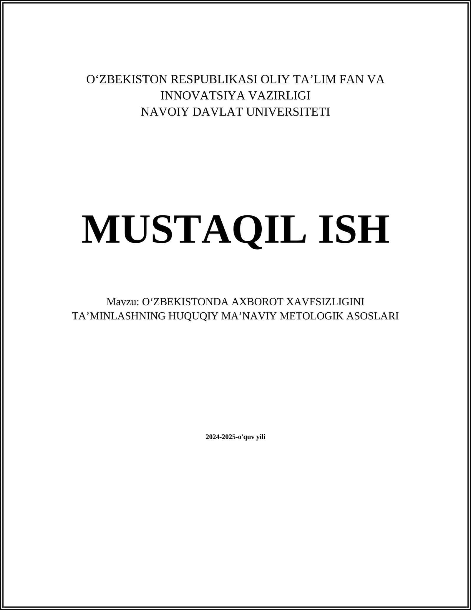 O'zbekistonda axborot xavfsizligini ta’minlashning milliy strategiyasi 1