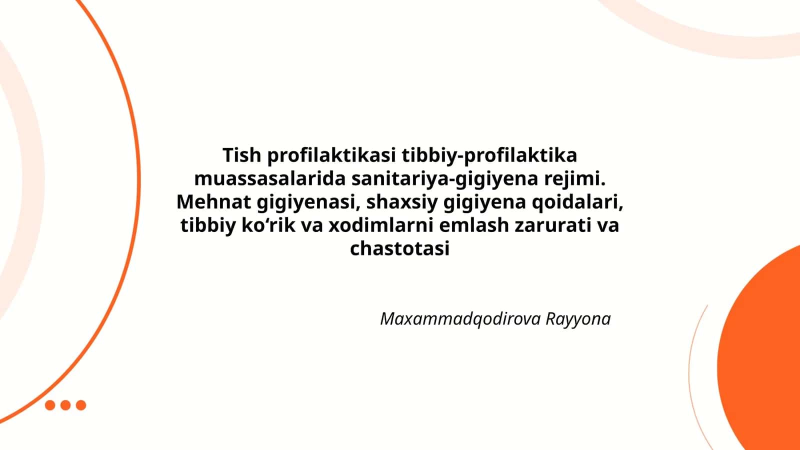 Tish profilaktikasi tibbiy-profilaktika muassasalarida sanitariya-gigiyena rejimi 1