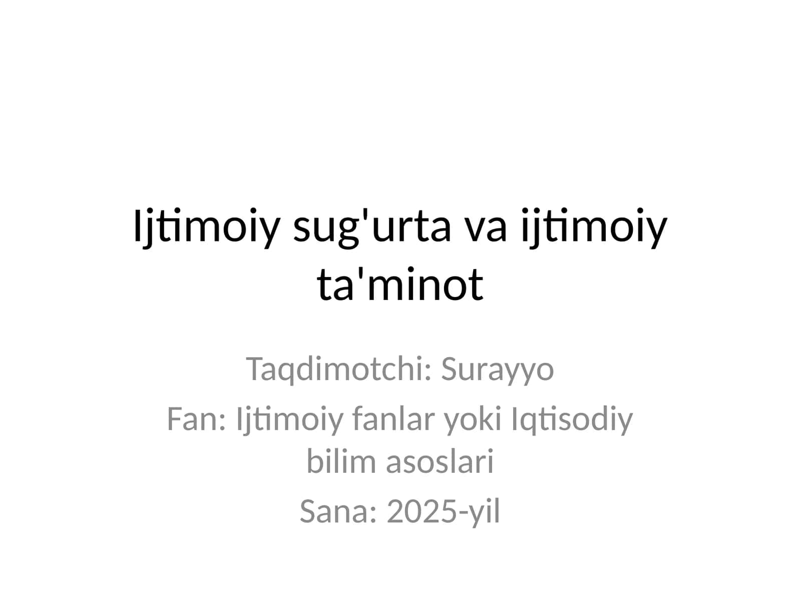 Ijtimoiy sug'urta va ijtimoiy ta'minot 1