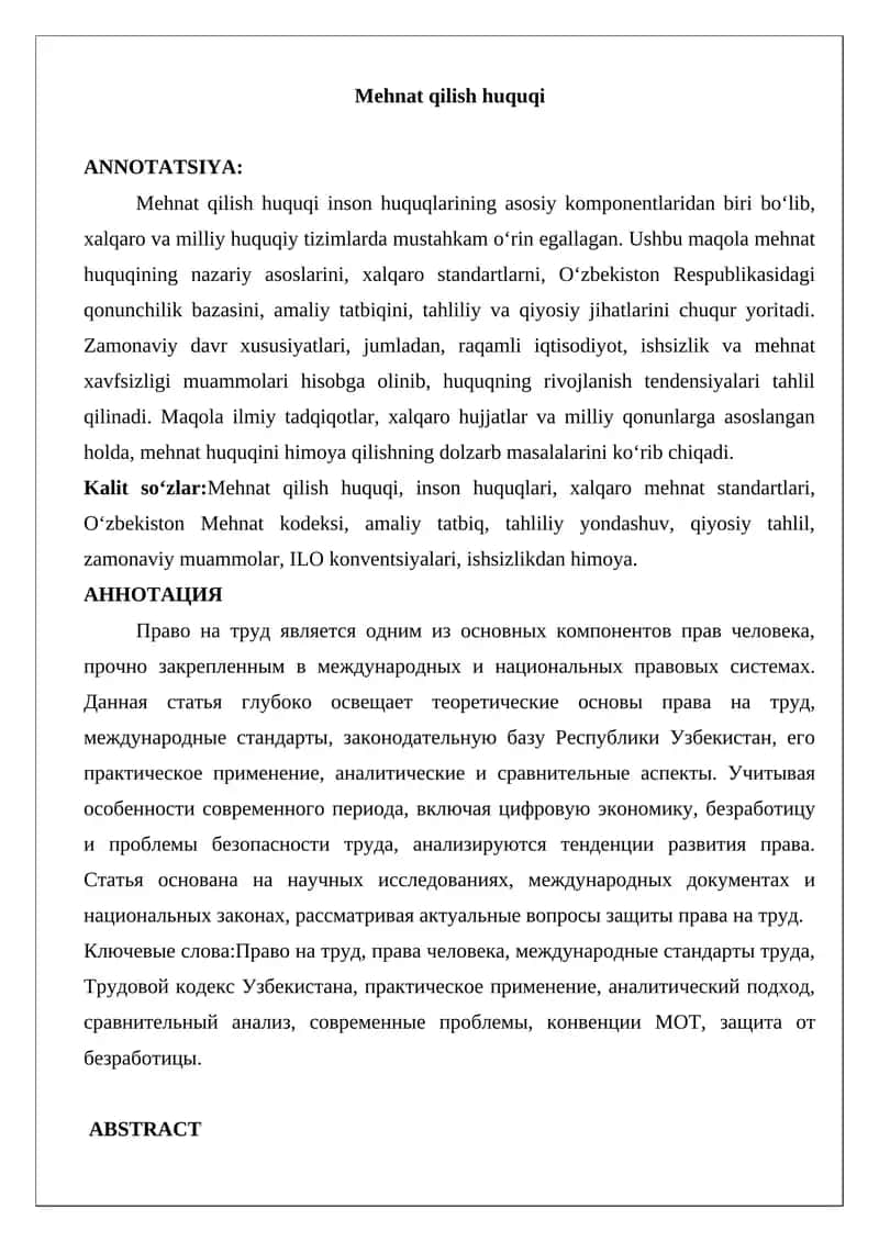Mehnat qilish huquqi 1