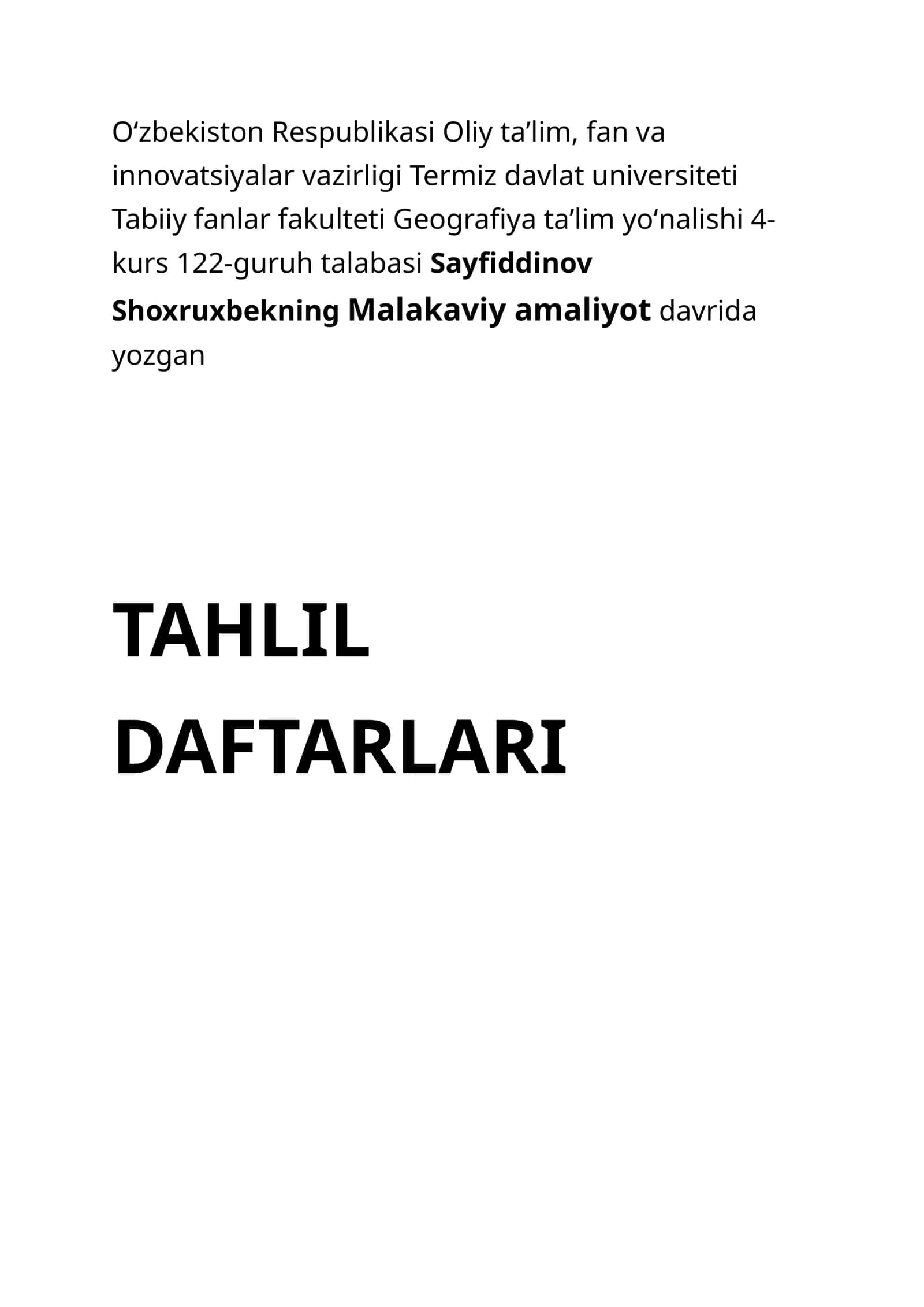 TAHLIL DAFTARLARI 1
