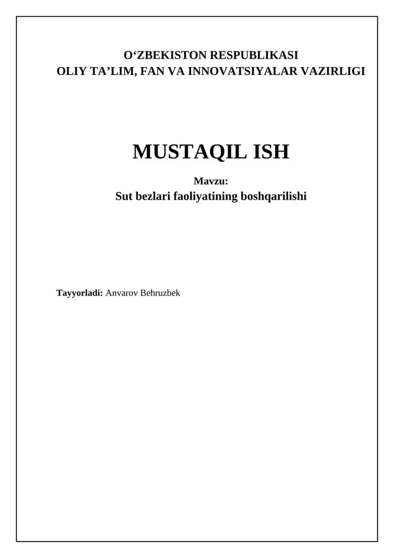 Sut bezining faoliyatini tartibga solish 1