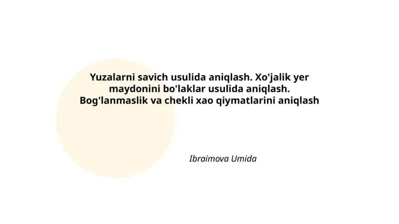 Savich Usuli 1