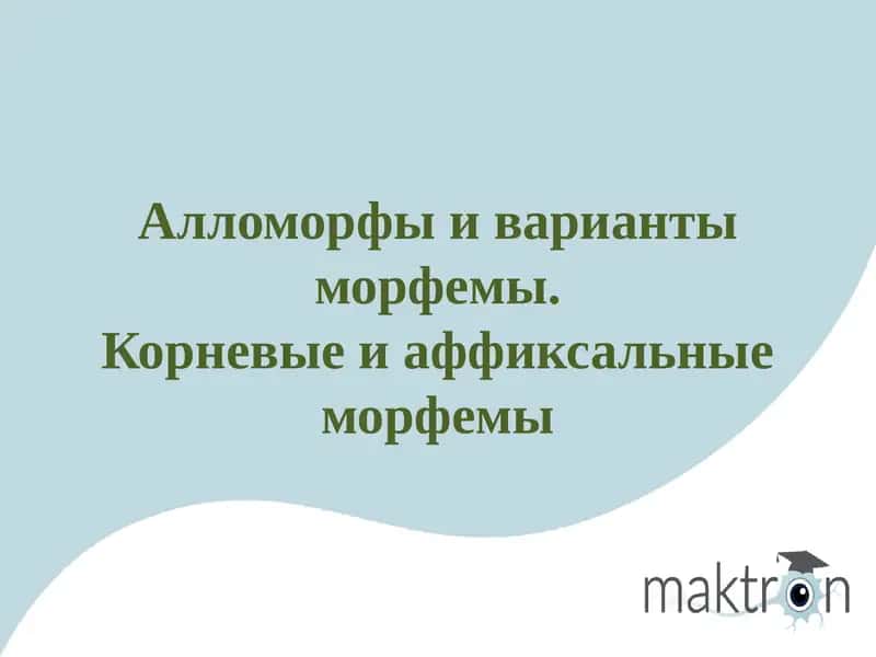 Алломорфы и варианты морфемы 1
