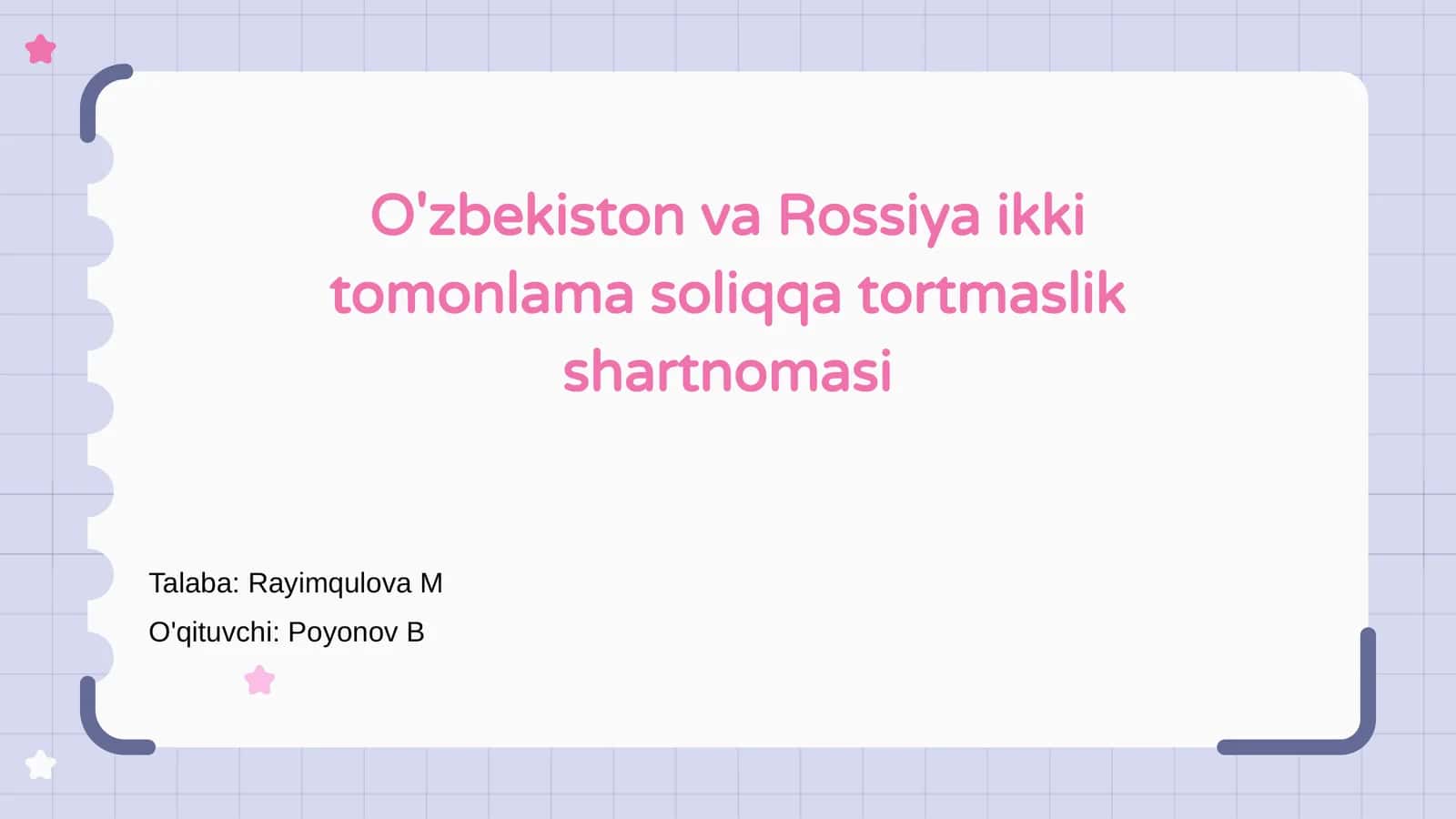 O'zbekiston va Rossiya ikki tomonlama soliqqa tortmaslik shartnomasi 1