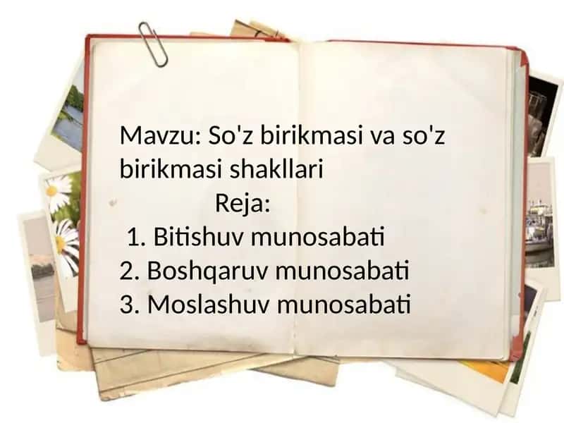 So'z birikmasi va so'z birikmasi shakllari 1