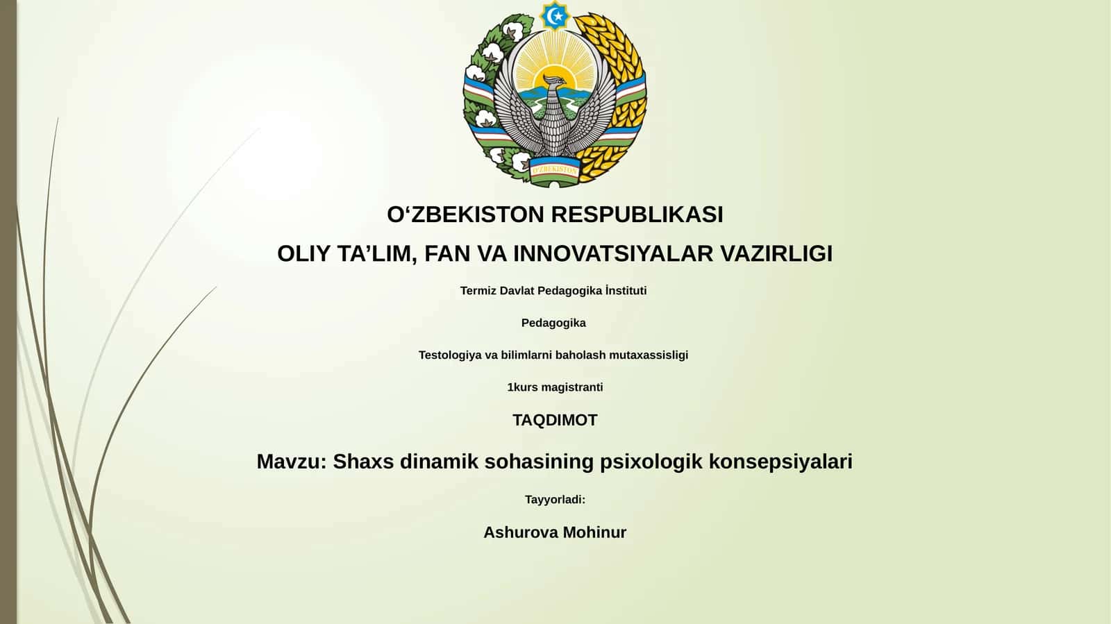 Shaxs dinamik sohasining psixologik konsepsiyalari 1