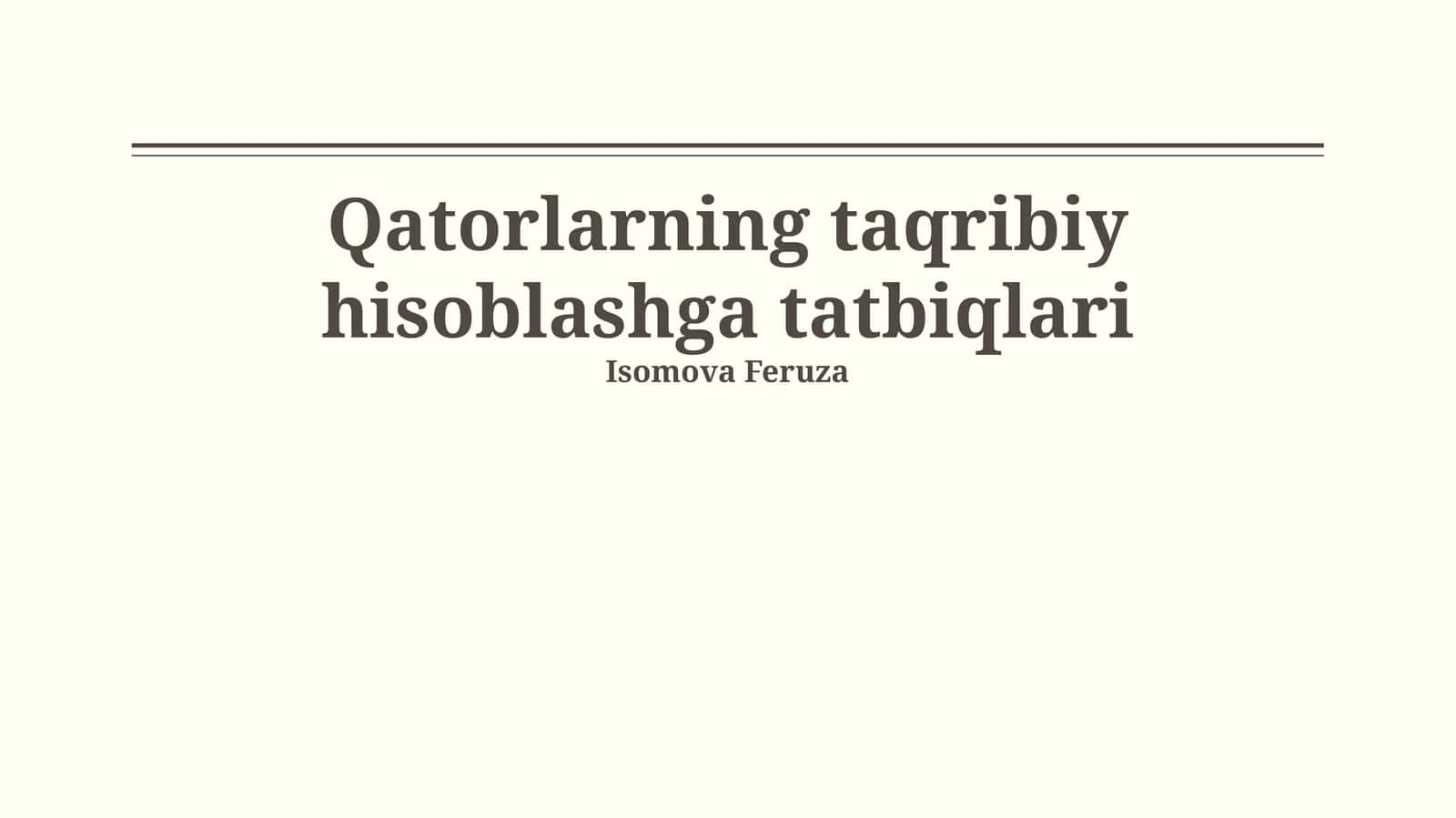 Kvadraturaning amaliy qo'llanmalari 1