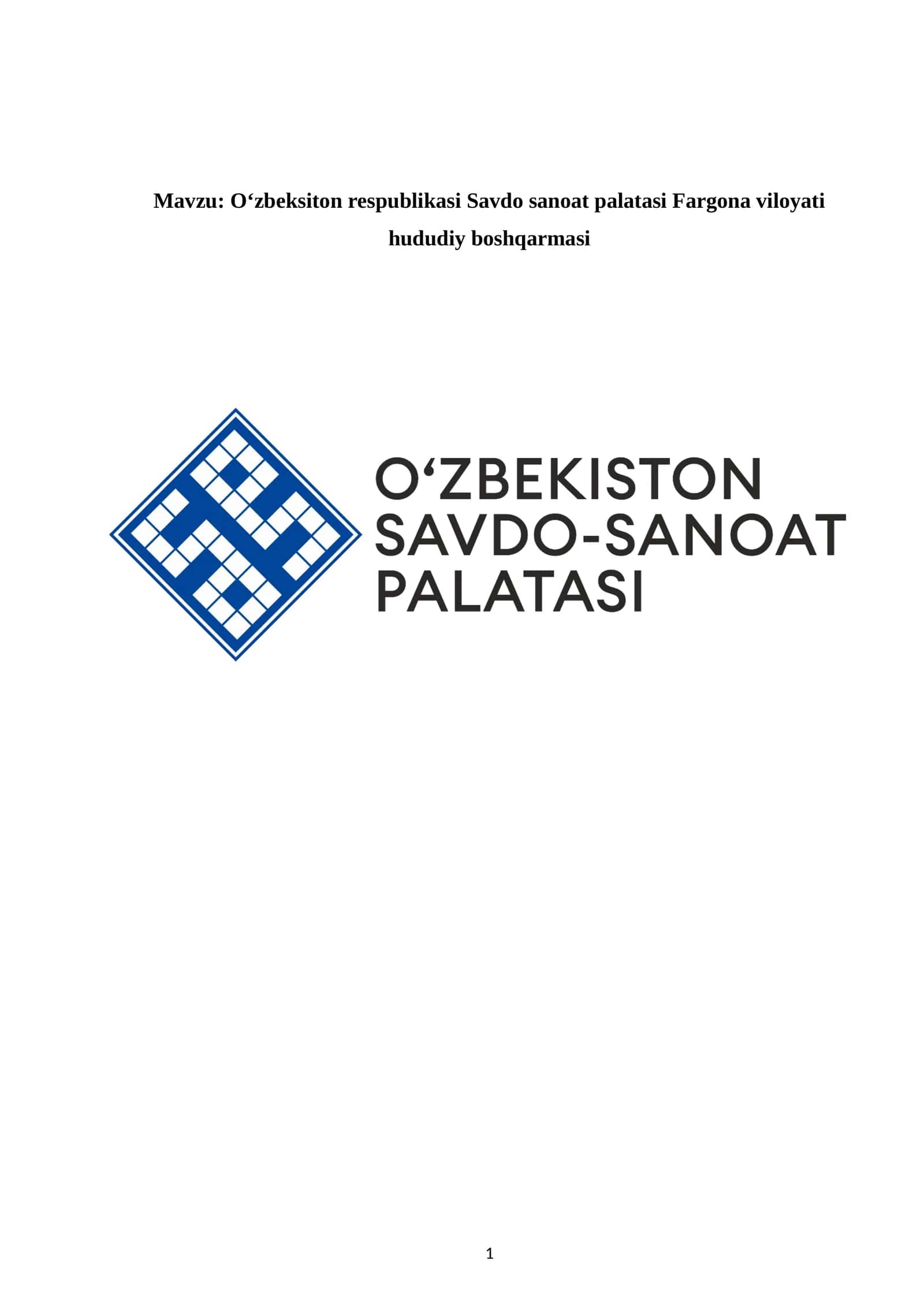 Oʻzbeksiton respublikasi Savdo sanoat palatasi Fargona viloyati hududiy boshqarmasi 1
