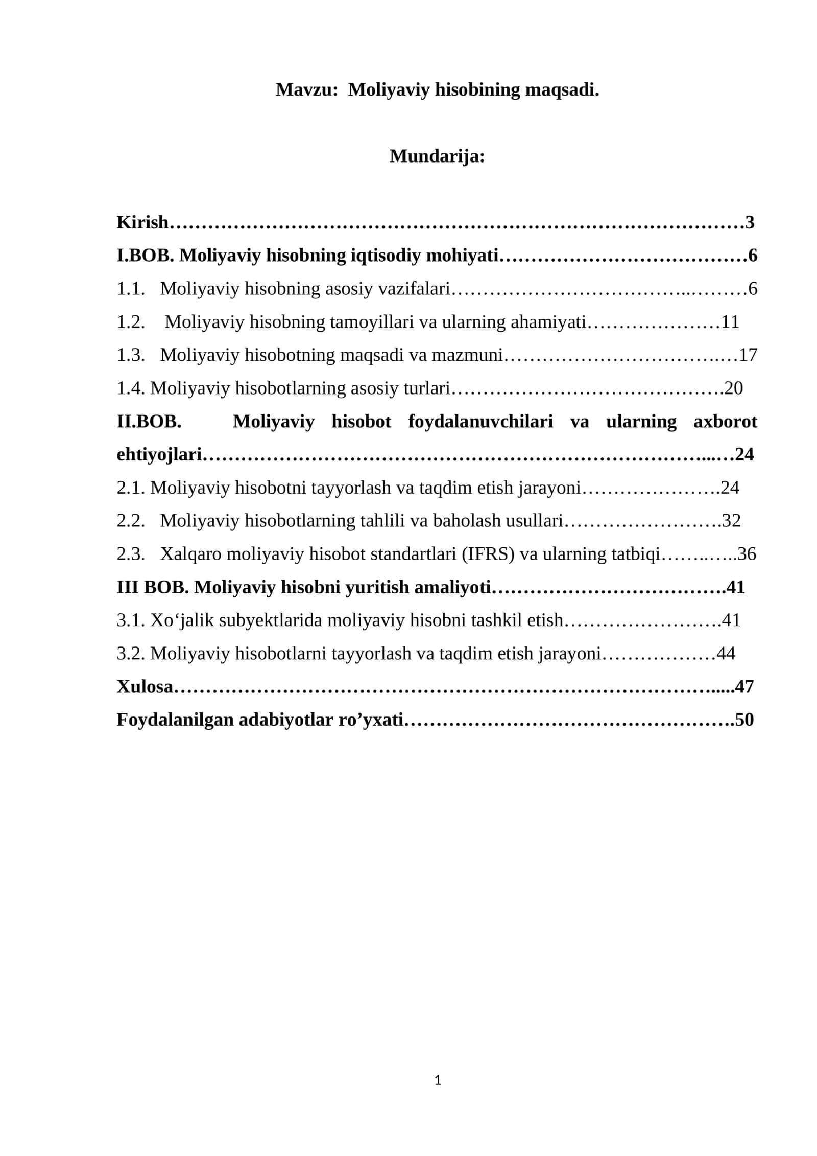 Moliyaviy hisobining maqsadi 1