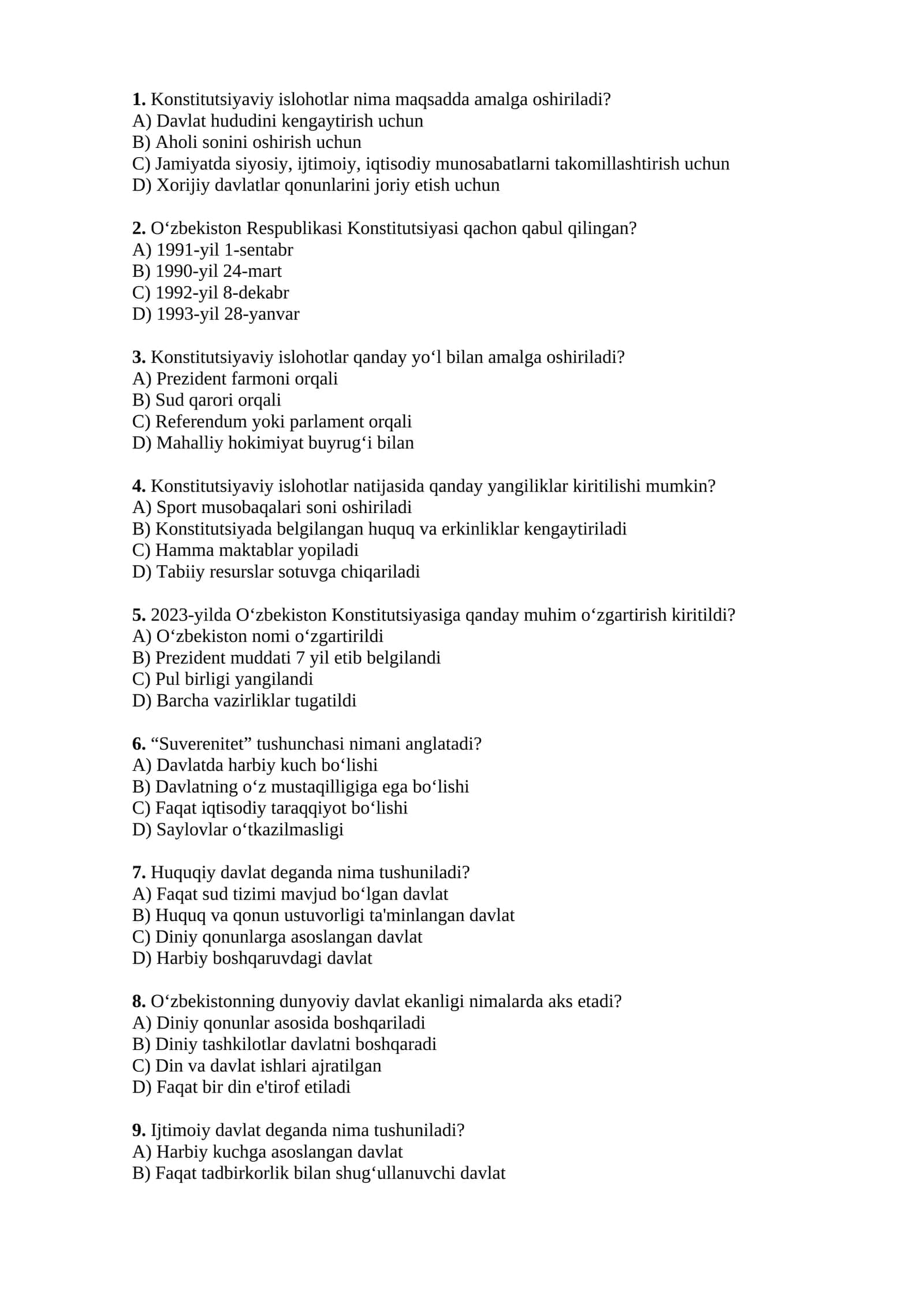 Konstitutsiyaviy islohotlar nima maqsadda amalga oshiriladi? 1