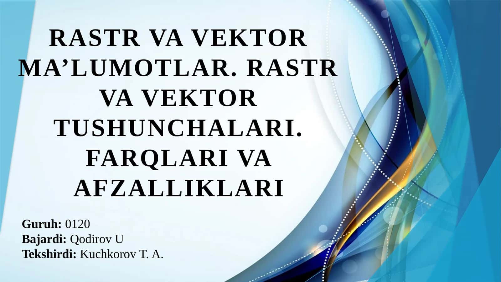 Rastr va vektor ma’lumotlar. Rastr va vektor tushunchalari. Farqlari va afzalliklari 1