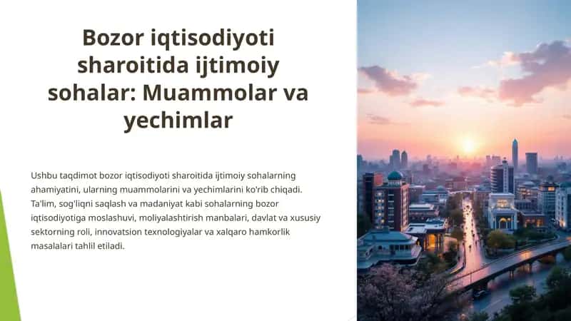 Bozor iqtisodiyoti sharoitida ijtimoiy sohalar: Muammolar va yechimlar 1