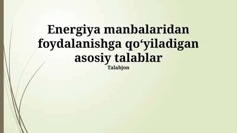Energiya tejash texnologiyalari 1