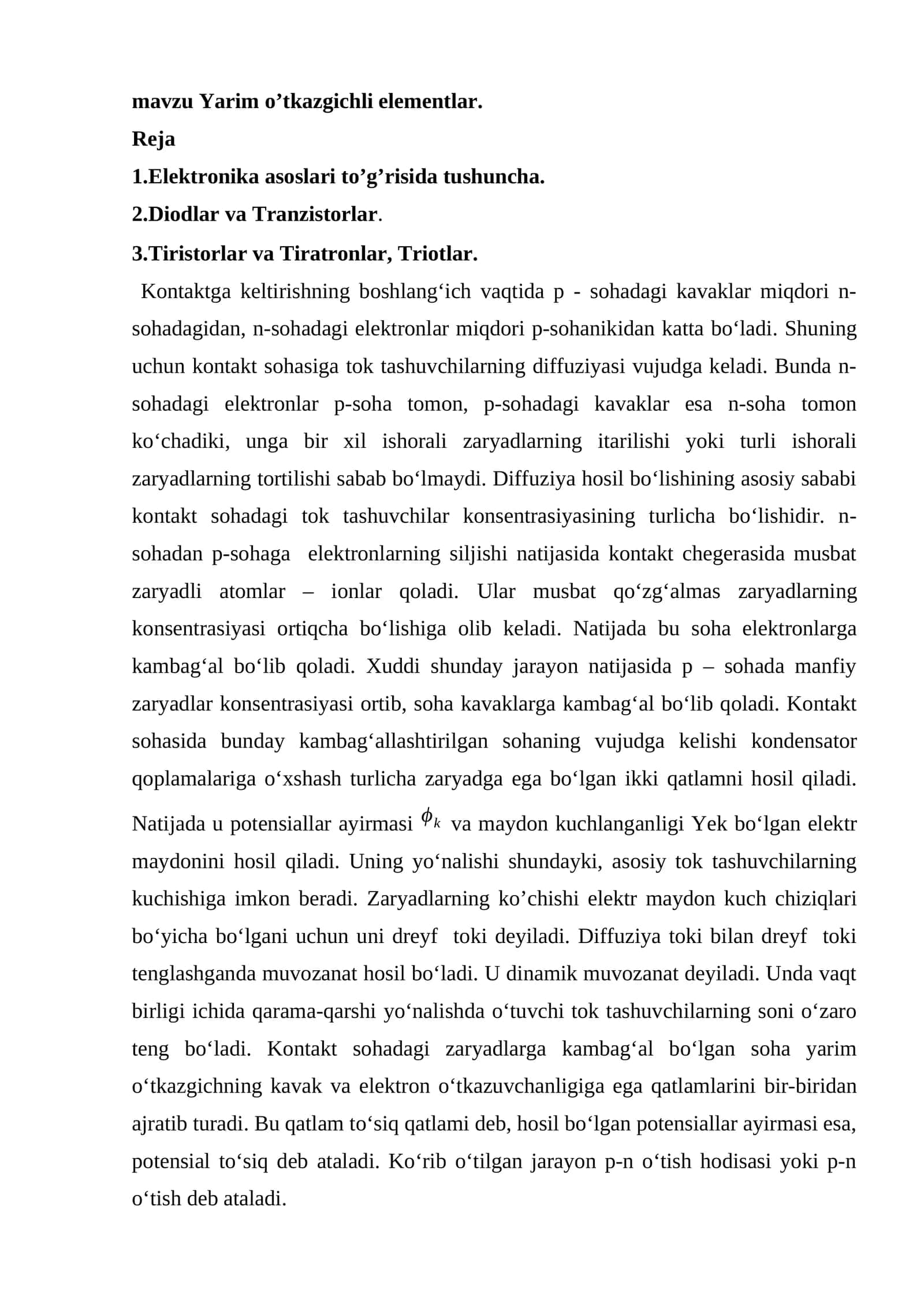 Yarim o’tkazgichli elementlar 1