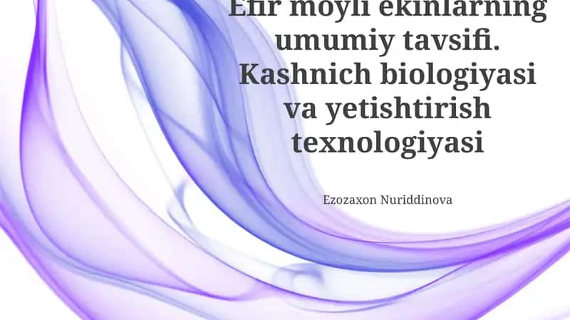 Efir moyli ekinlarning umumiy tavsifi 1