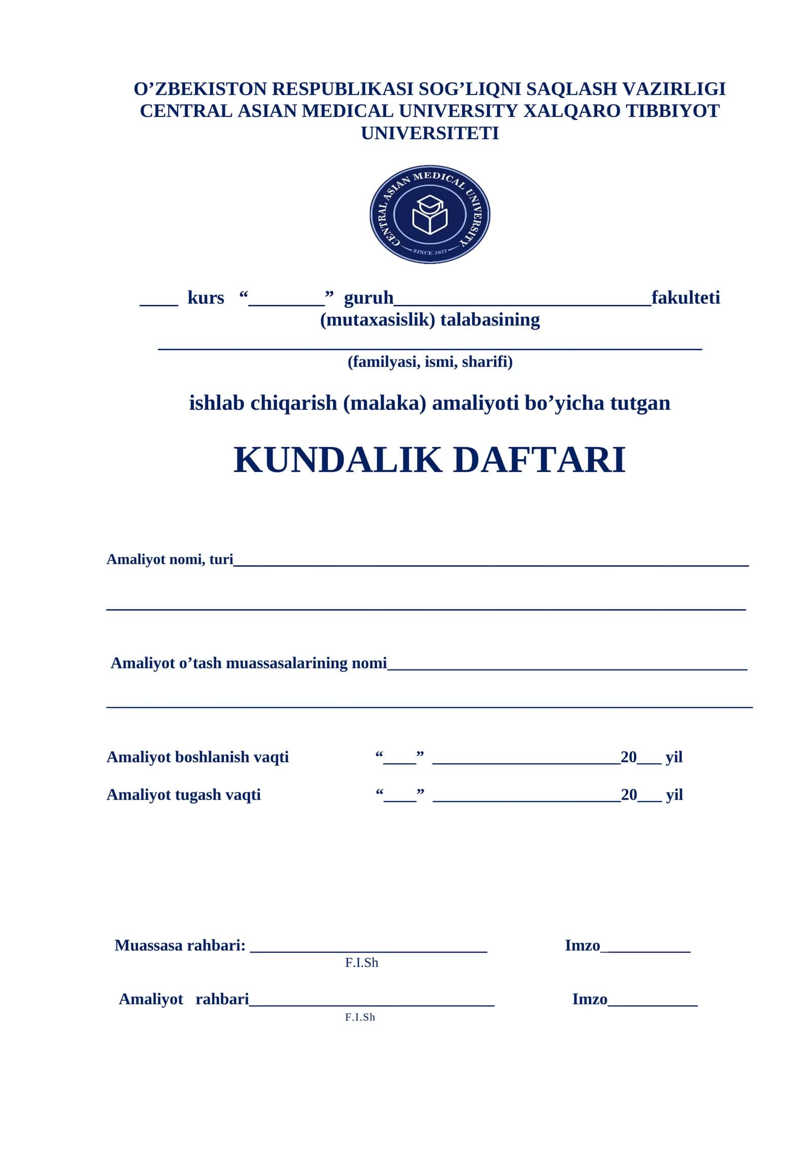 KUNDALIK DAFTARI 1