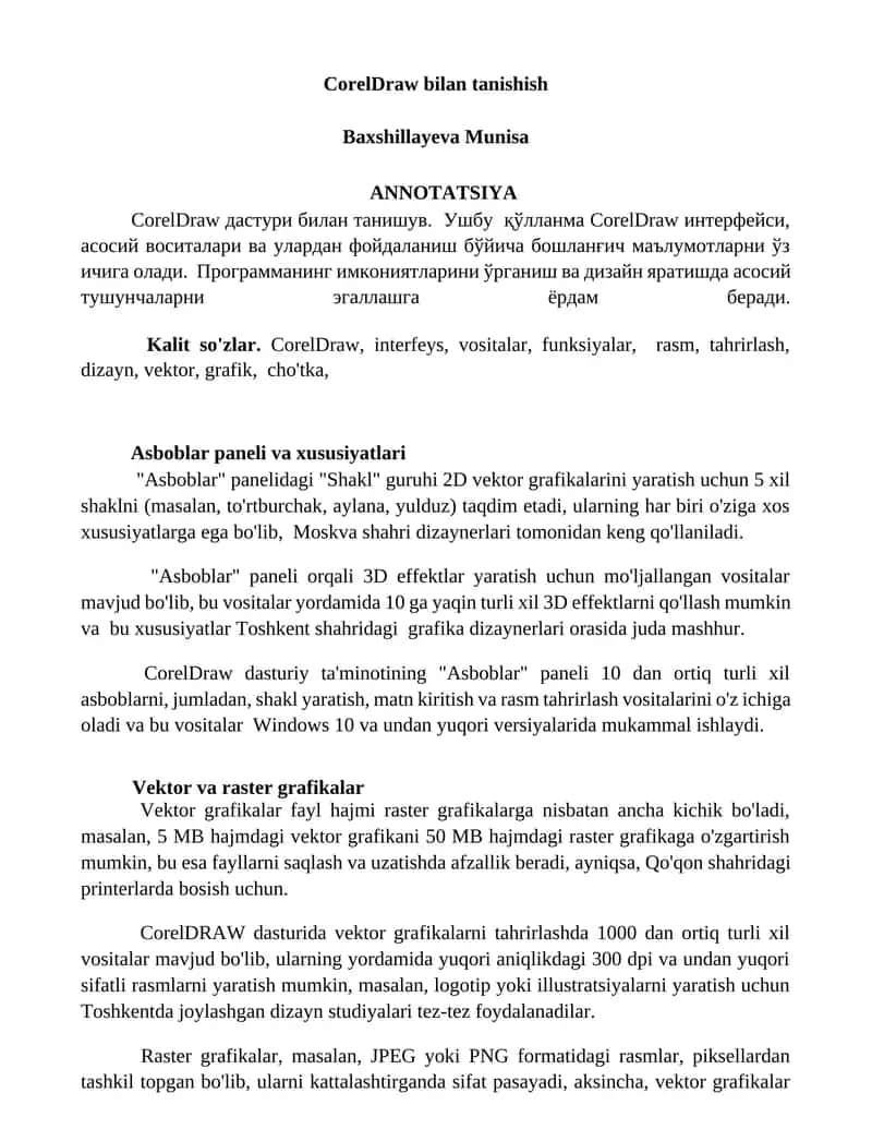 CorelDraw bilan tanishish 1