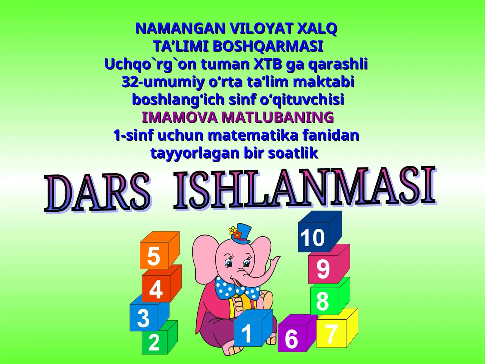 DARS ISHLANMASI 1