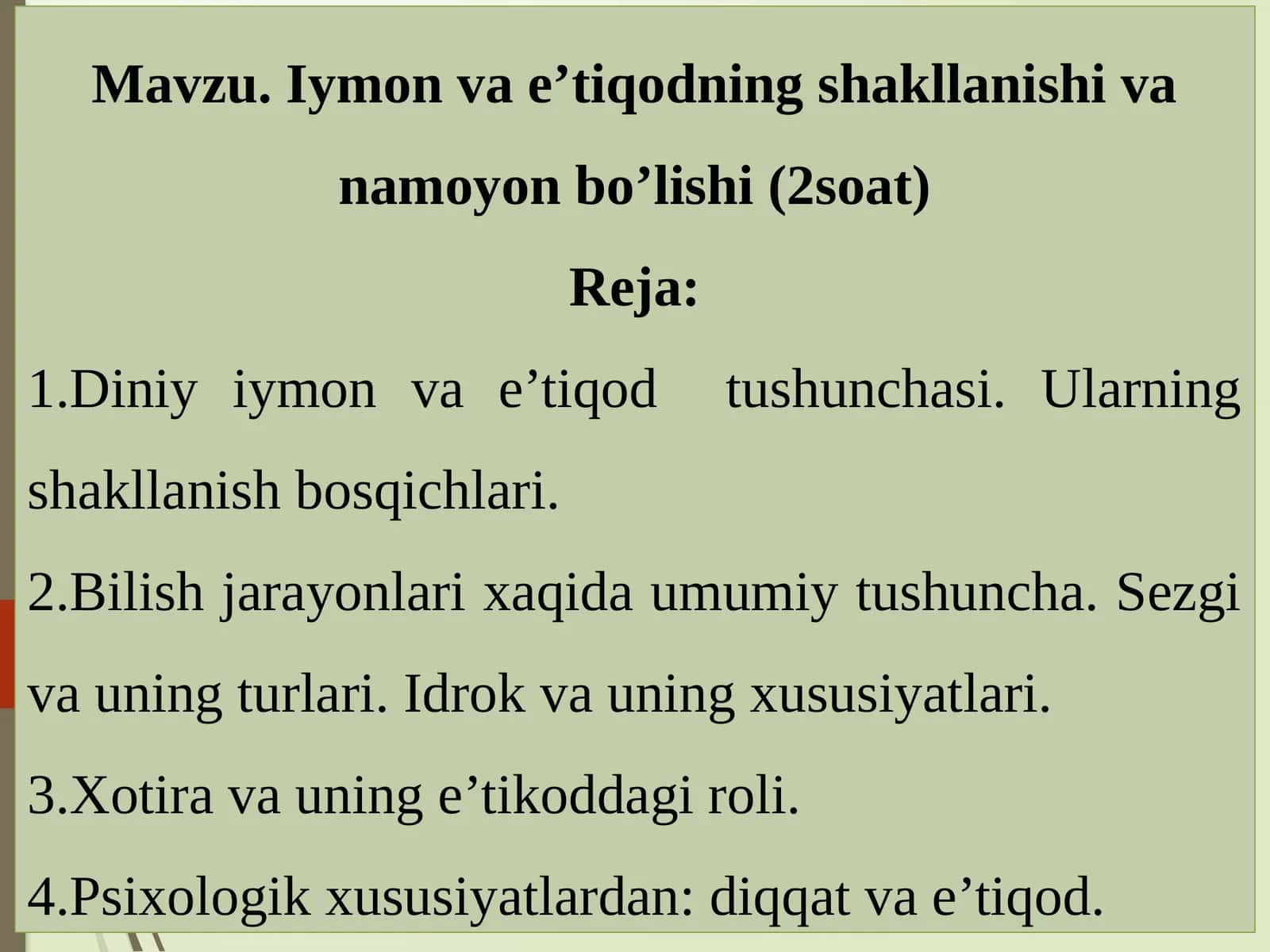 Iymon va e’tiqodning shakllanishi va namoyon bo’lishi 1