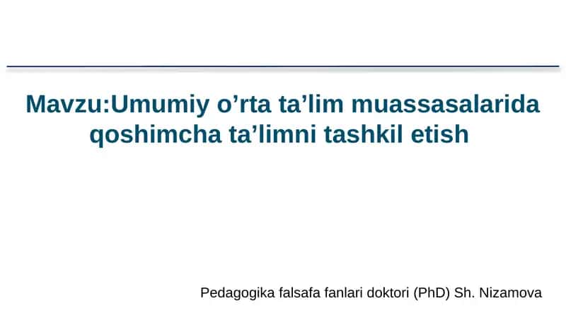 Pedagogika Falsafa fanlaridoktori (PhD) Sh.Nizamova 1