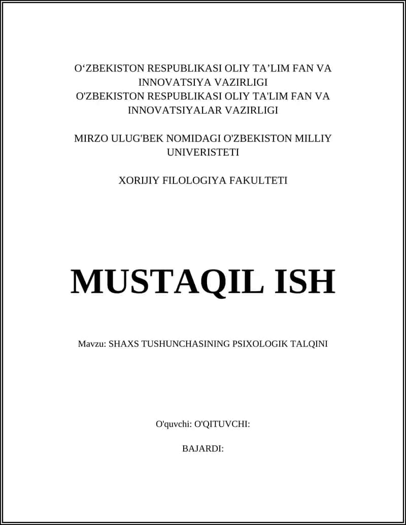 SHAXS TUSHUNCHASINING PSIXOLOGIK TALQINI 1