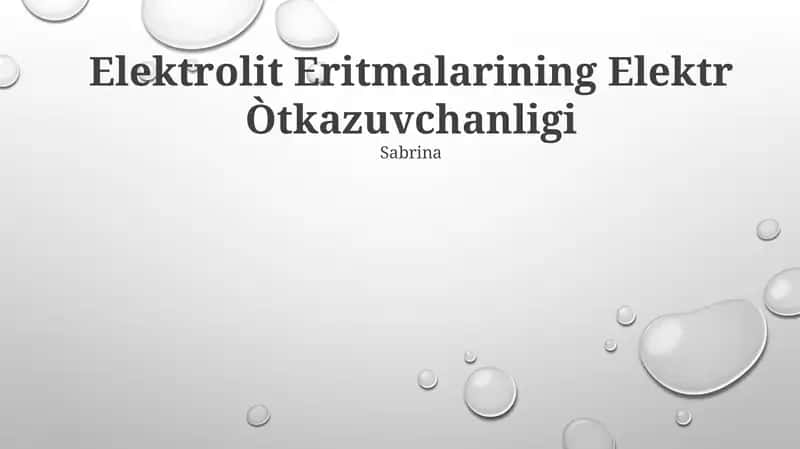 Elektrolit Eritmalarining Elektr Òtkazuvchanligi 1