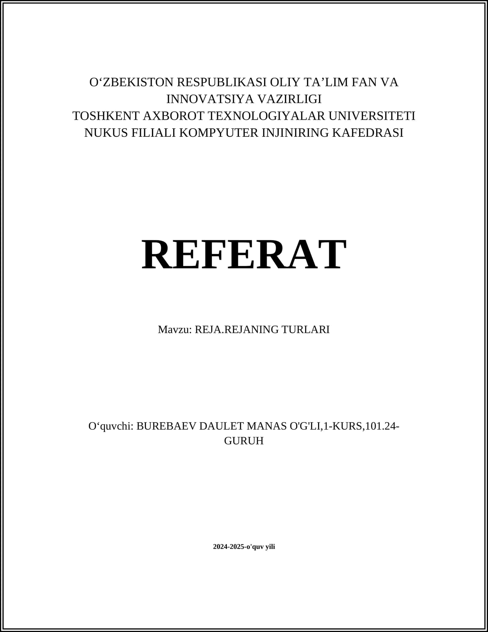 REJA.REJANING TURLARI 1