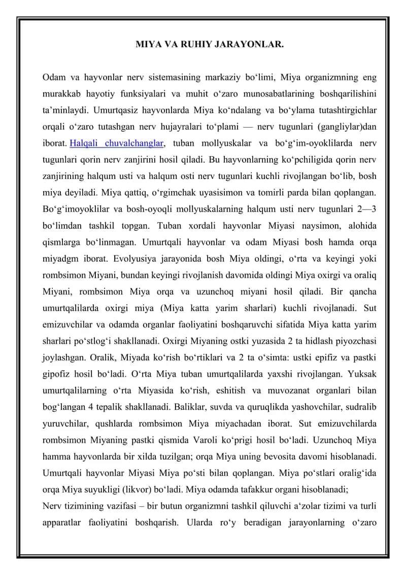 MIYA VA RUHIY JARAYONLAR 1