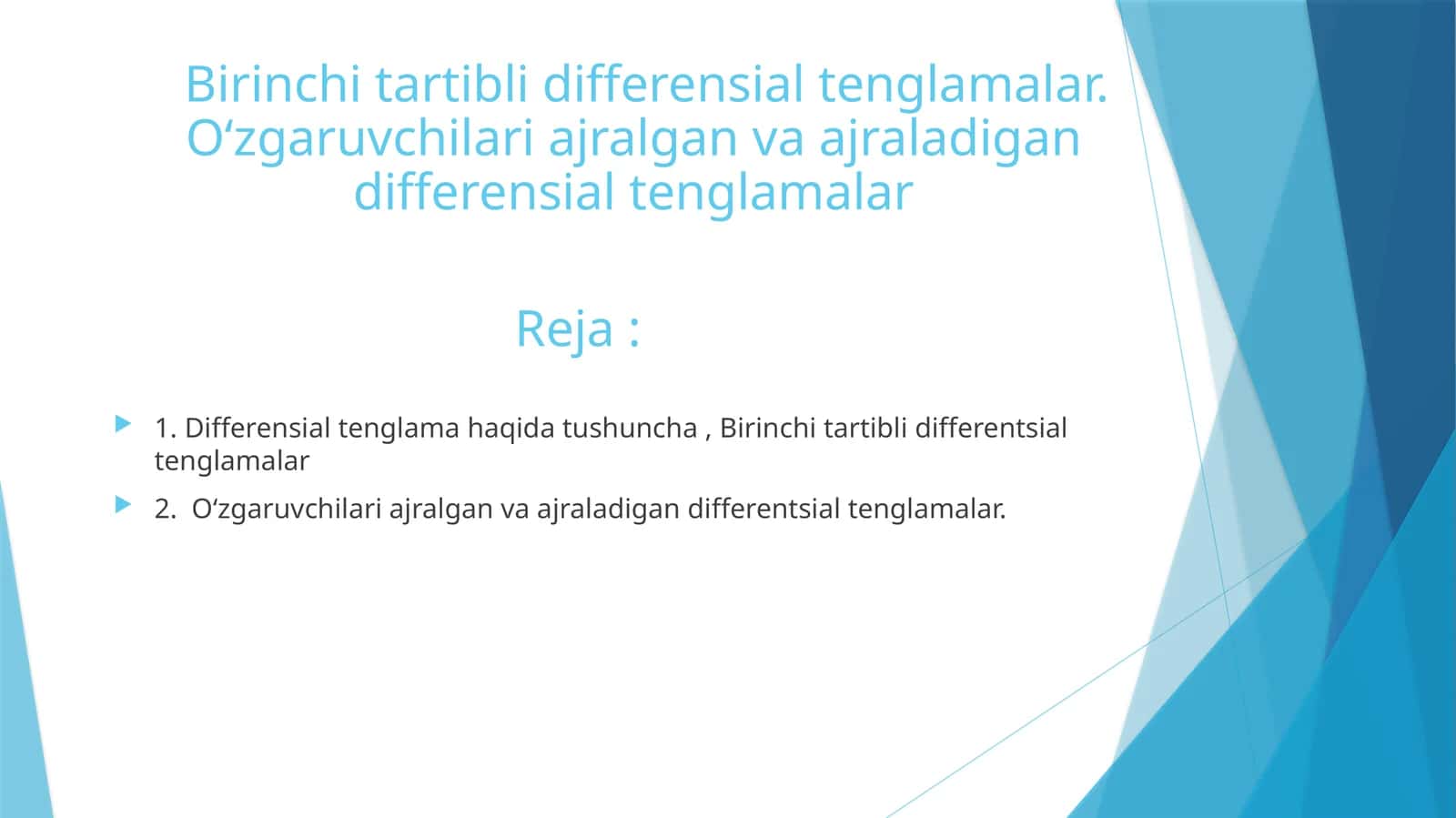 Birinchi tartibli differensial tenglamalar 1