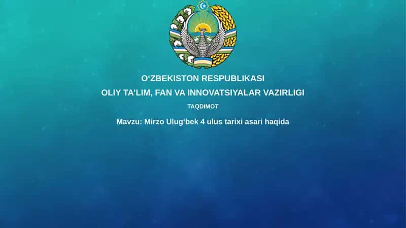 Mirzo Ulugʻbek 4 ulus tarixi asari haqida 1